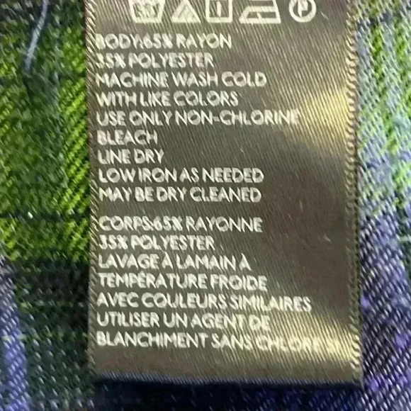 BDG Women’s Oversized Shirt Sz Large Blue/Green Plaid Rayon/Polyester - Picture 6 of 8